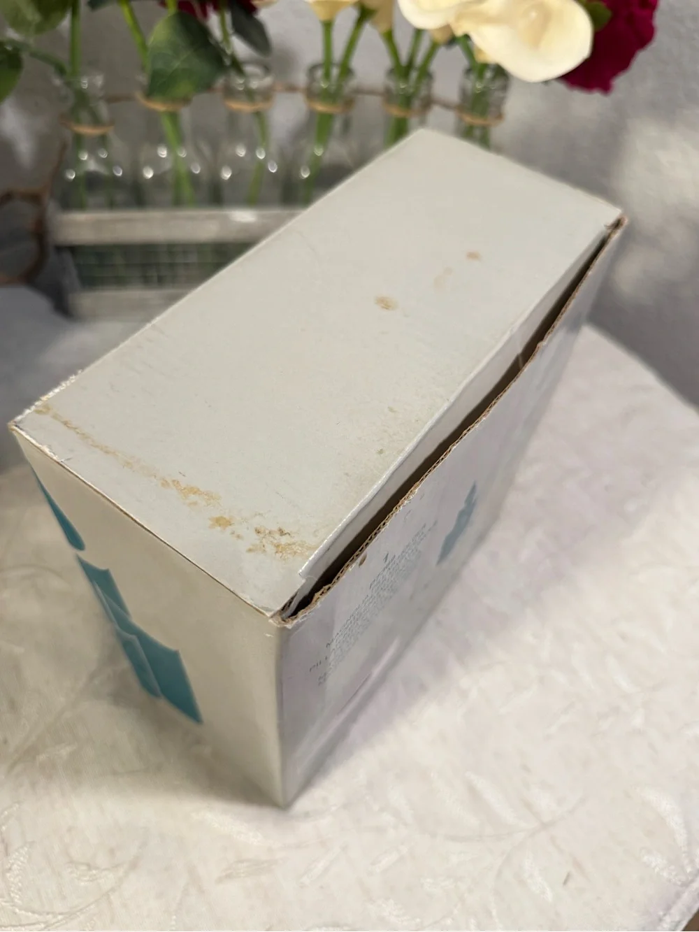 Vintage 3 pc PartyLite Magnolia Lotus Candle Holder P7369 White Bisque Porcelain
